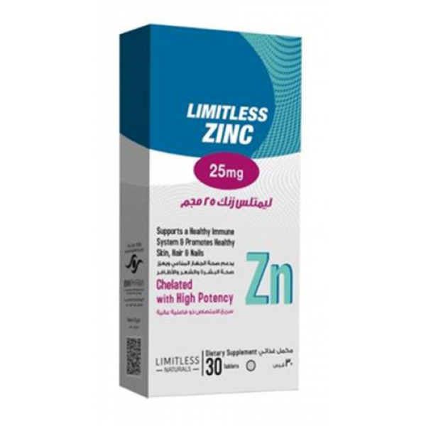 LIMITLESS ZINC 25 MG 30 TABS.